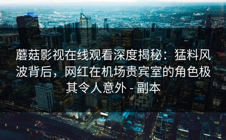 蘑菇影视在线观看深度揭秘：猛料风波背后，网红在机场贵宾室的角色极其令人意外 - 副本