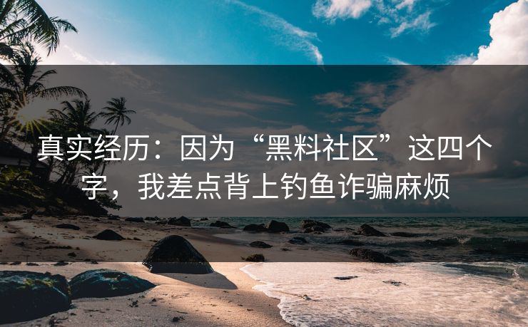 真实经历:因为“黑料社区”这四个字,我差点背上钓鱼诈骗麻烦 真实经历:因为“黑料社区”这四个字,我差点背上钓鱼诈骗麻烦
